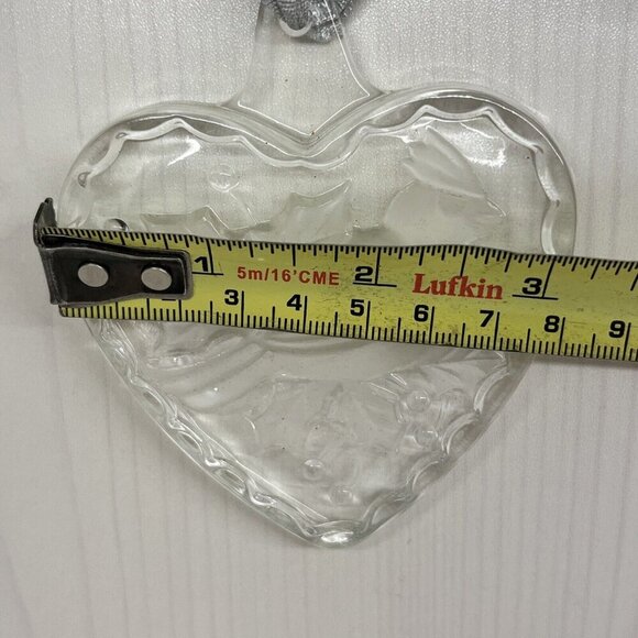 Vintage Mikasa Clear Glass Cardinal Bird Heart Christmas Valentines Ornament - Picture 11 of 12